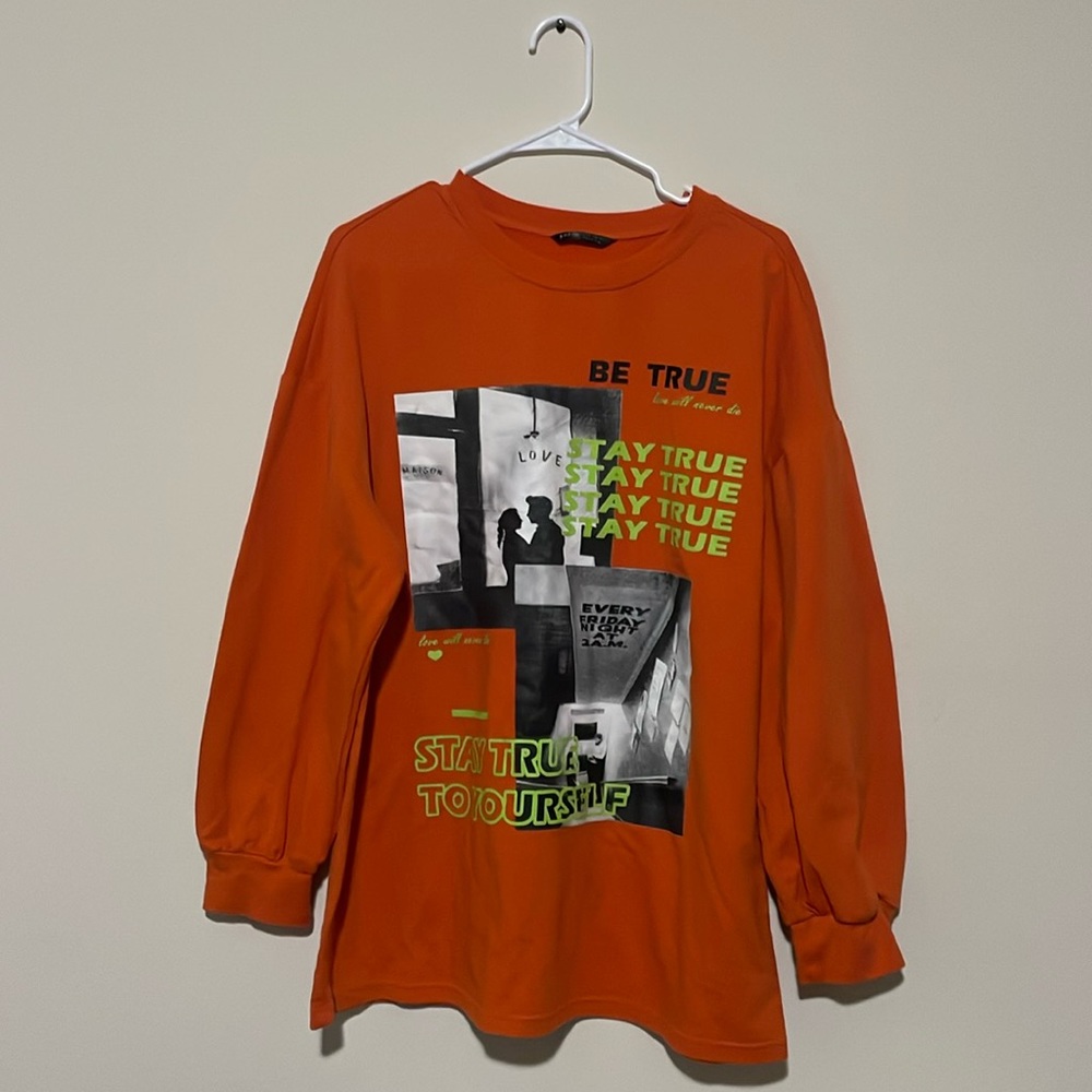 Orange Graphic Sweatshirt